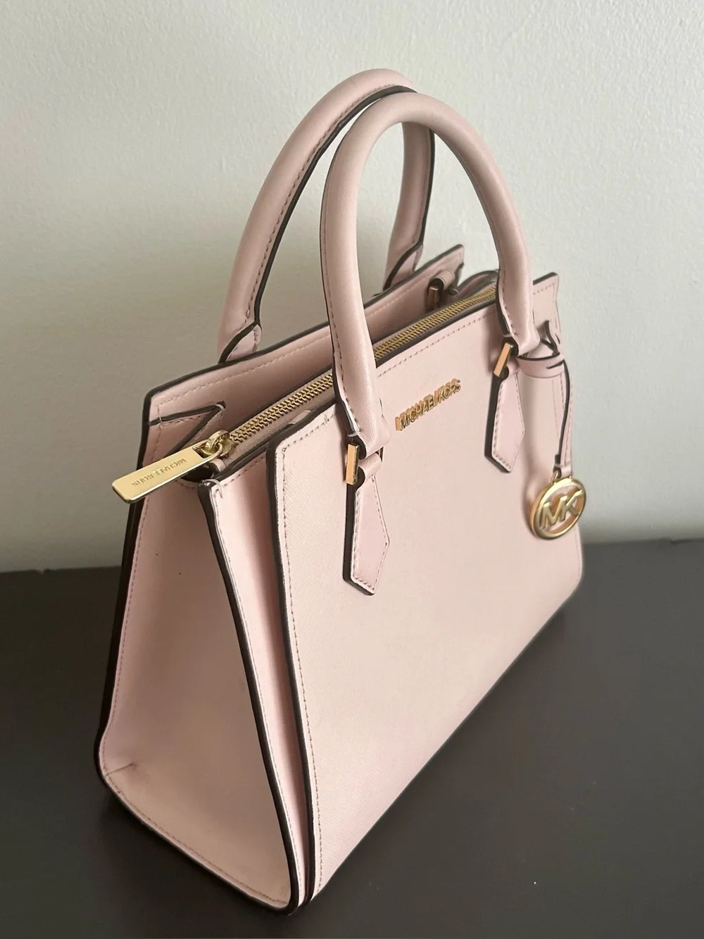 Michael Kors Pink Saffiano Leather Satchel structured crossbody